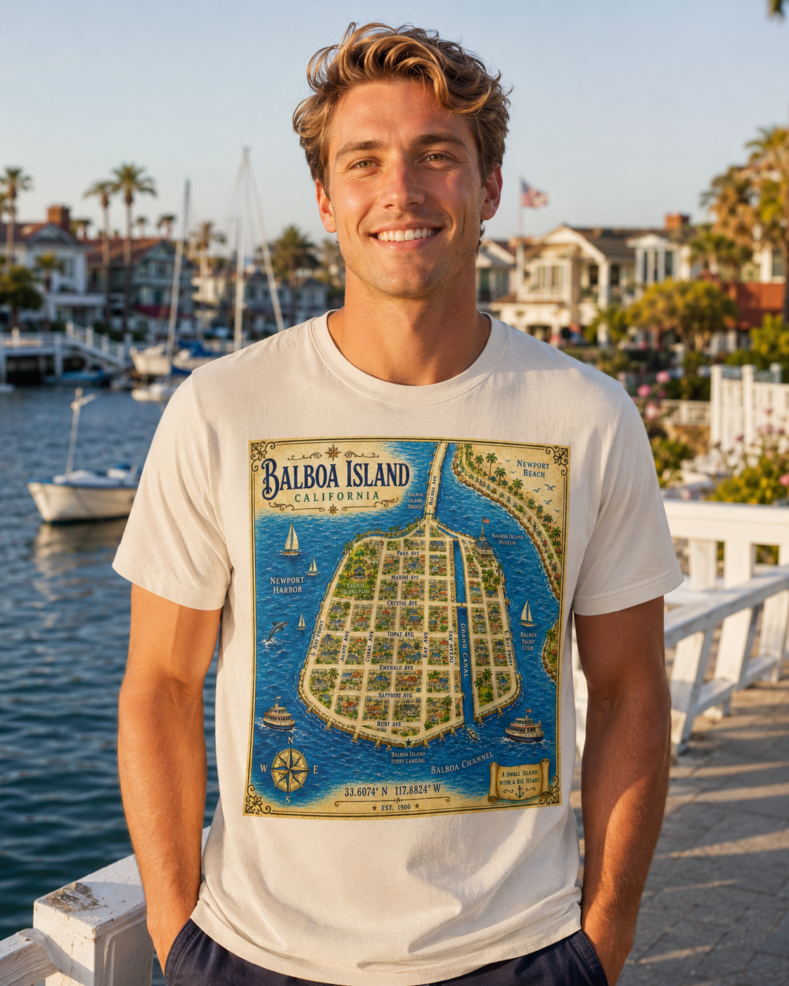 Treasure Map Tee - Balboa Island Vintage Nautical Map Shirt