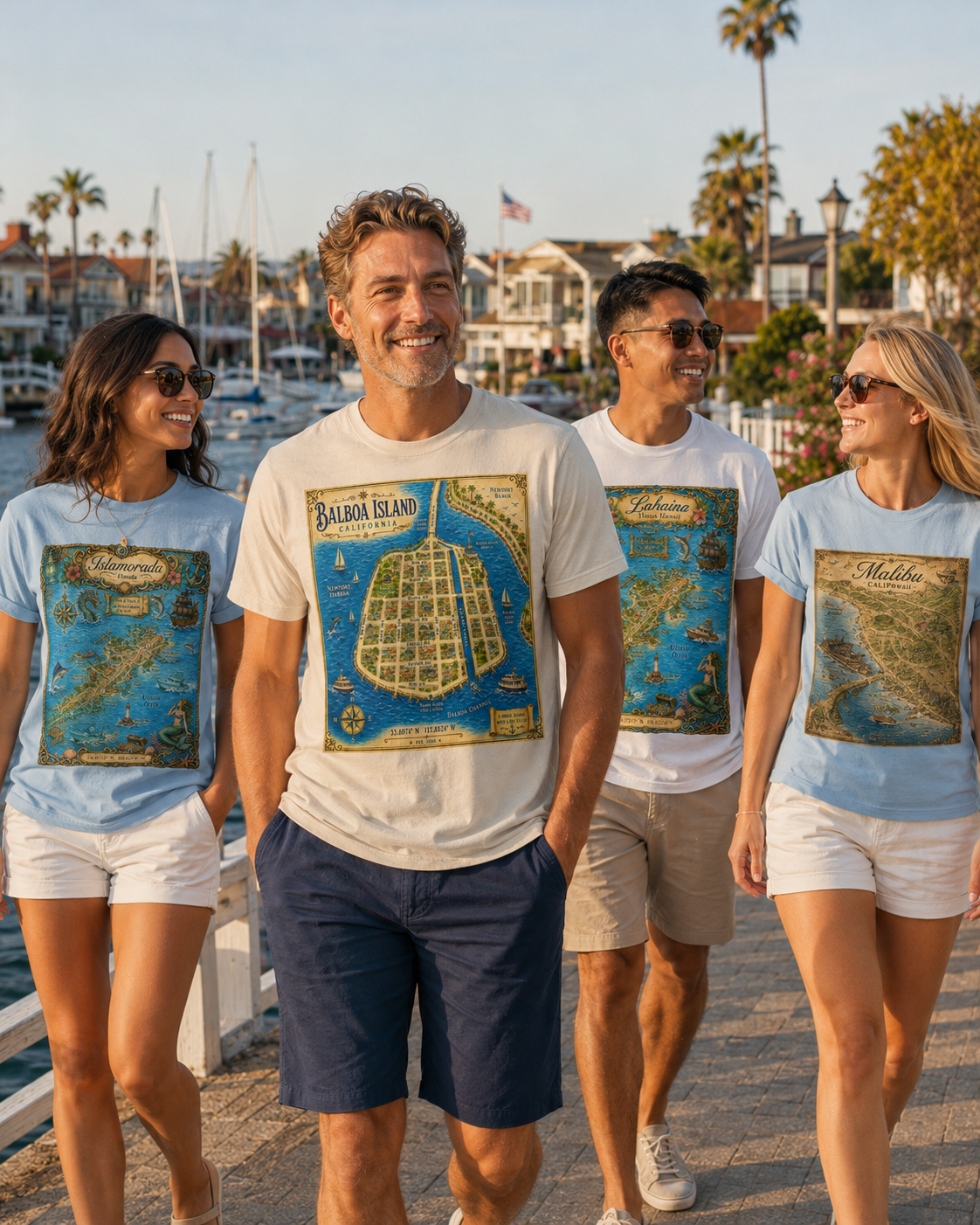 Treasure Map Tee - Balboa Island Vintage Nautical Map Shirt