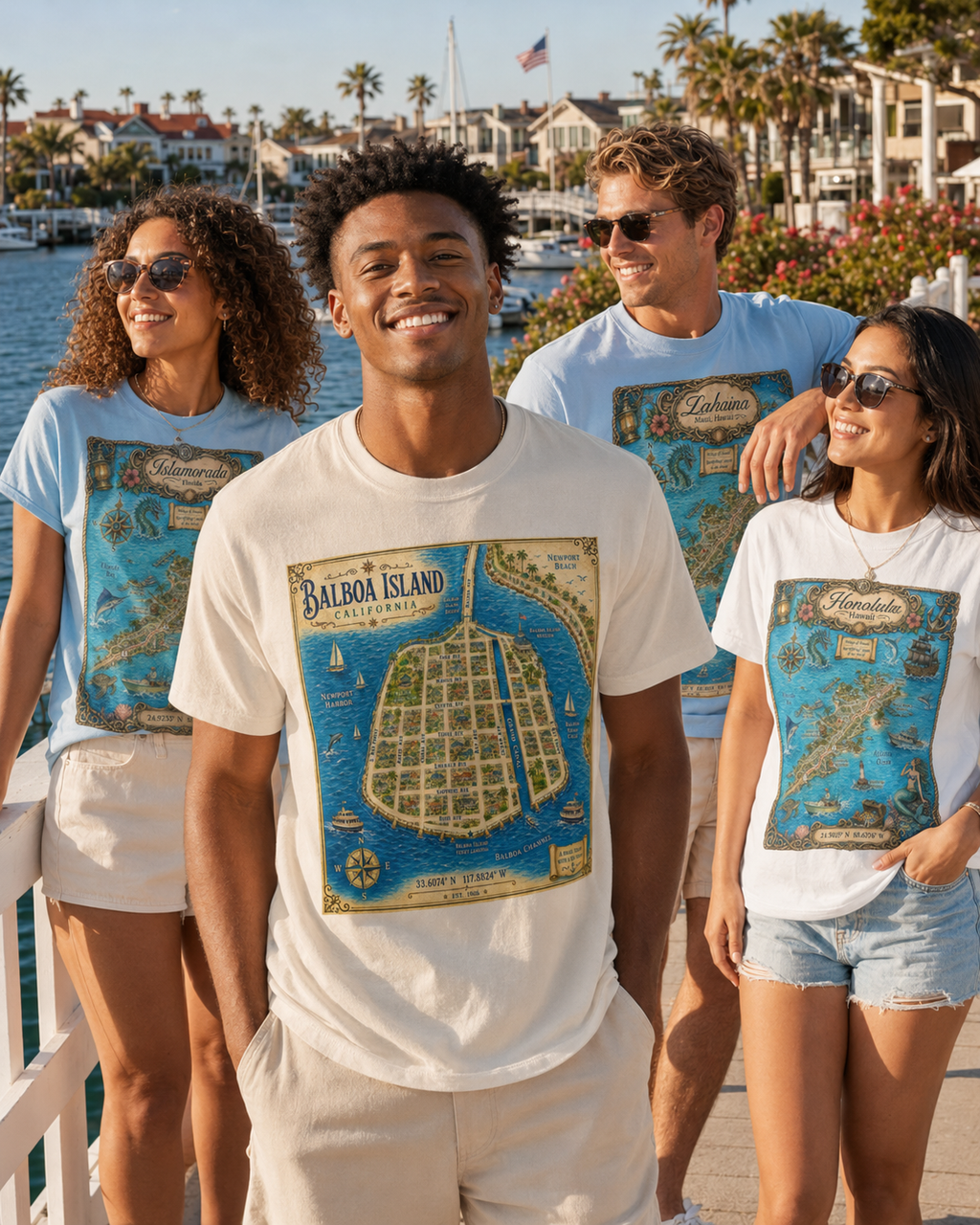 Treasure Map Tee - Balboa Island Vintage Nautical Map Shirt