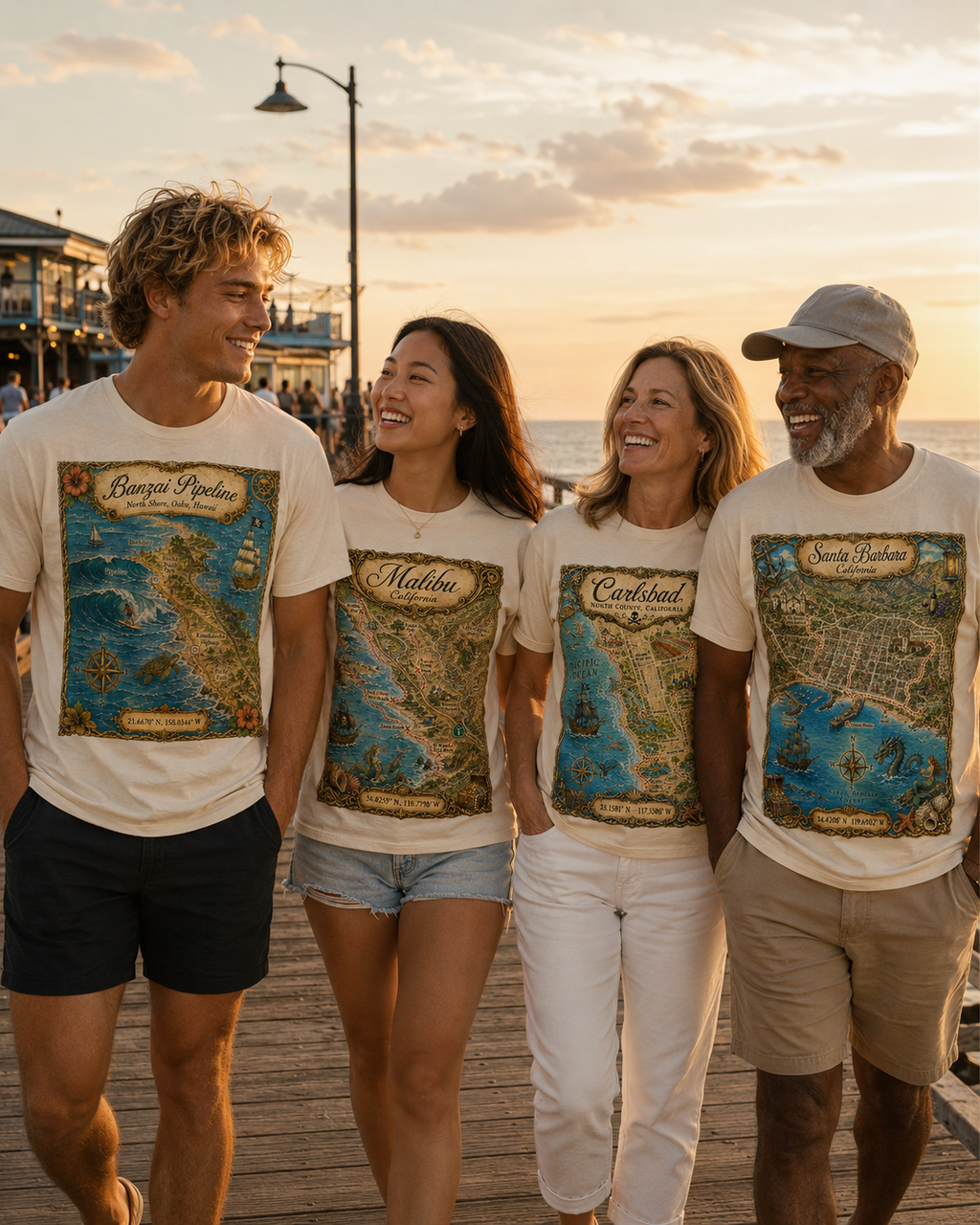 Treasure Map Tee - Banzai Pipeline Vintage Nautical Map Shirt