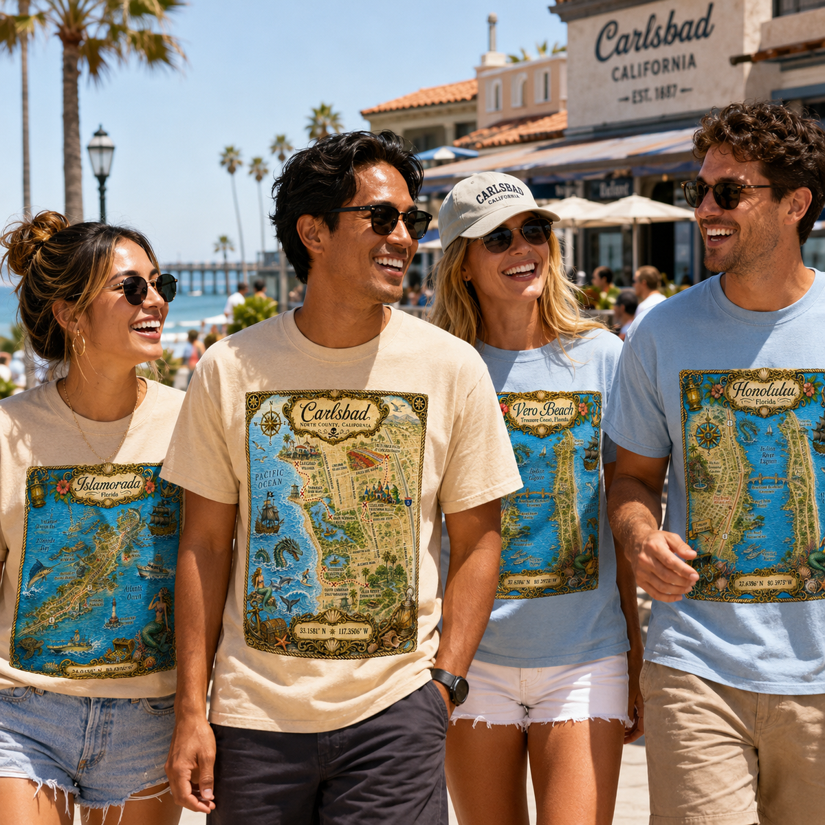Treasure Map Tee - Carlsbad Vintage Nautical Map Shirt