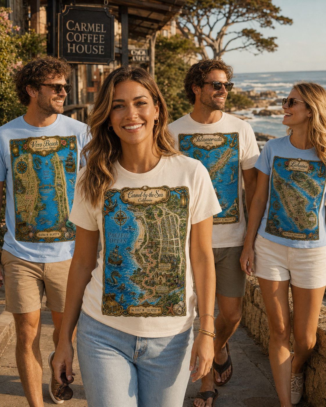 Treasure Map Tee - Carmel-by-the-Sea Vintage Nautical Map Shirt