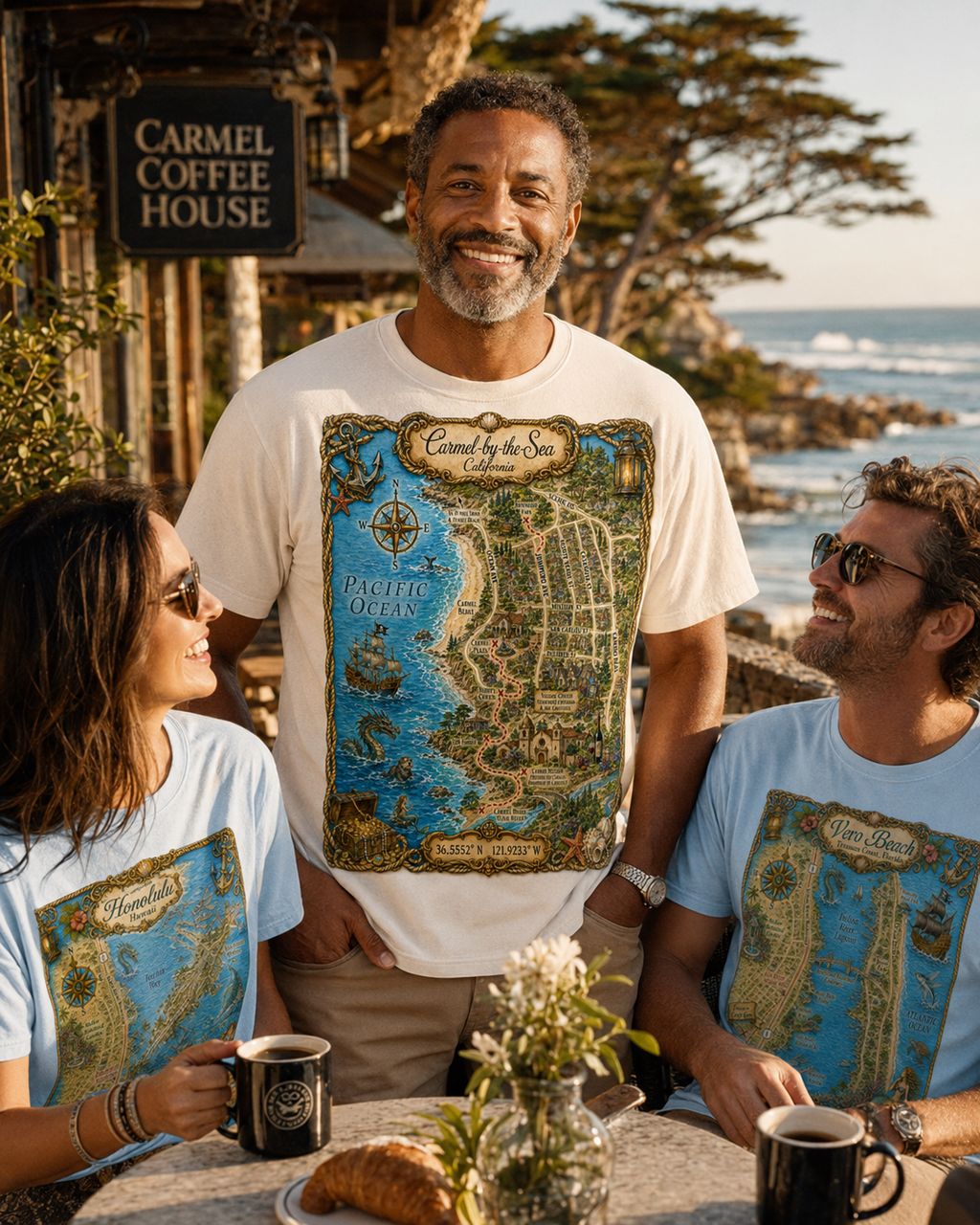 Treasure Map Tee - Carmel-by-the-Sea Vintage Nautical Map Shirt