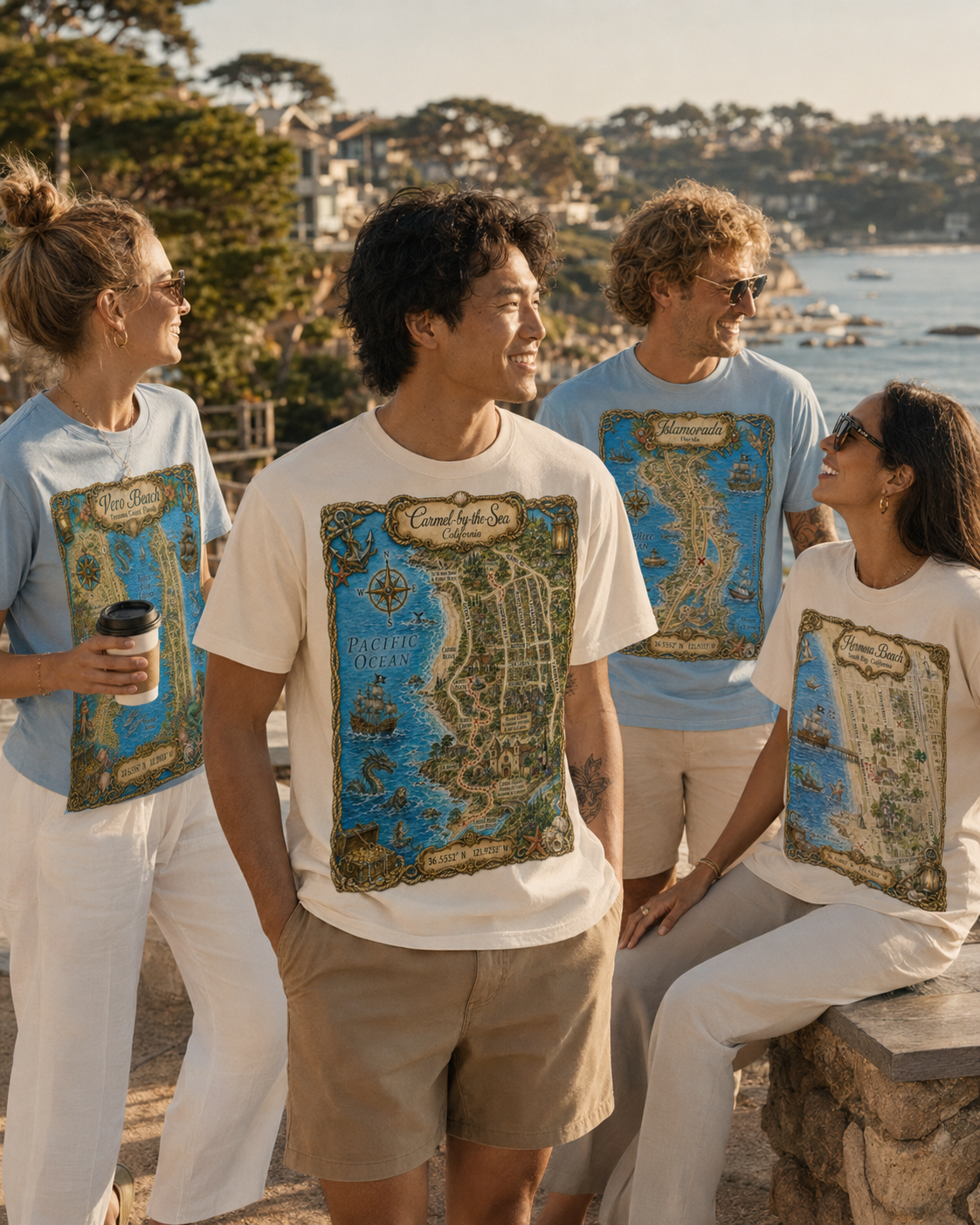 Treasure Map Tee - Carmel-by-the-Sea Vintage Nautical Map Shirt