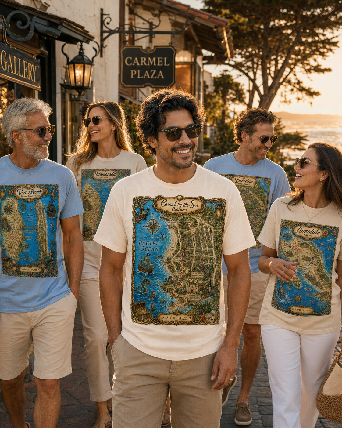 Treasure Map Tee - Carmel-by-the-Sea Vintage Nautical Map Shirt