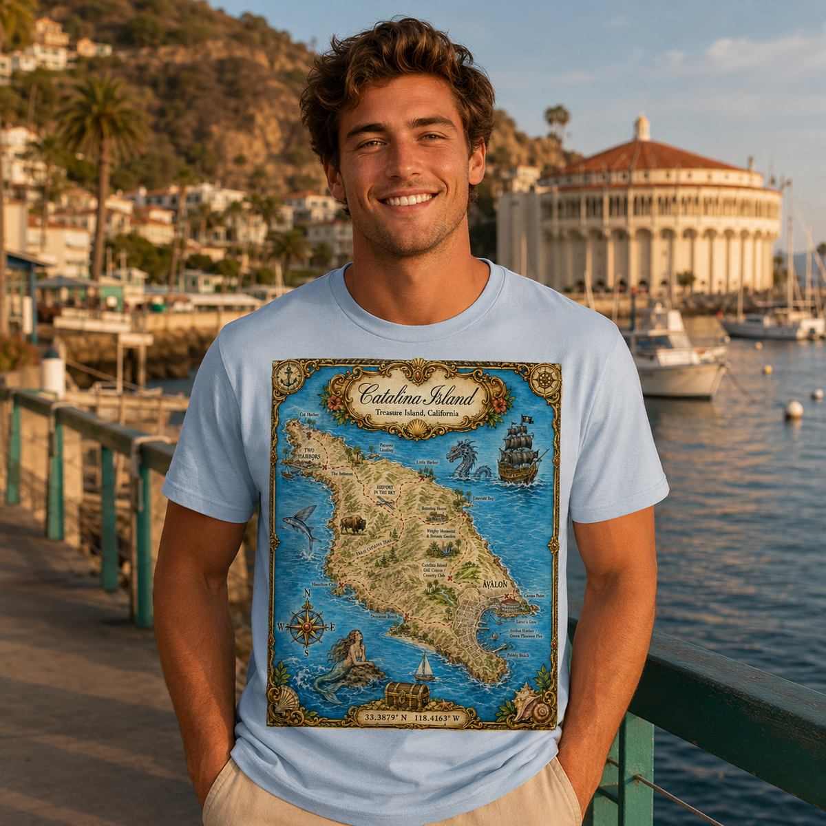 Treasure Map Tee - Catalina Island Vintage Nautical Map Shirt