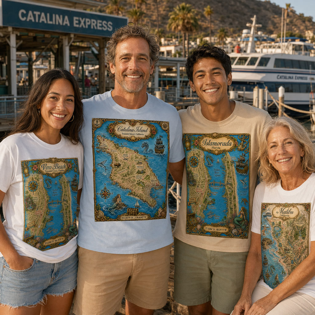 Treasure Map Tee - Catalina Island Vintage Nautical Map Shirt