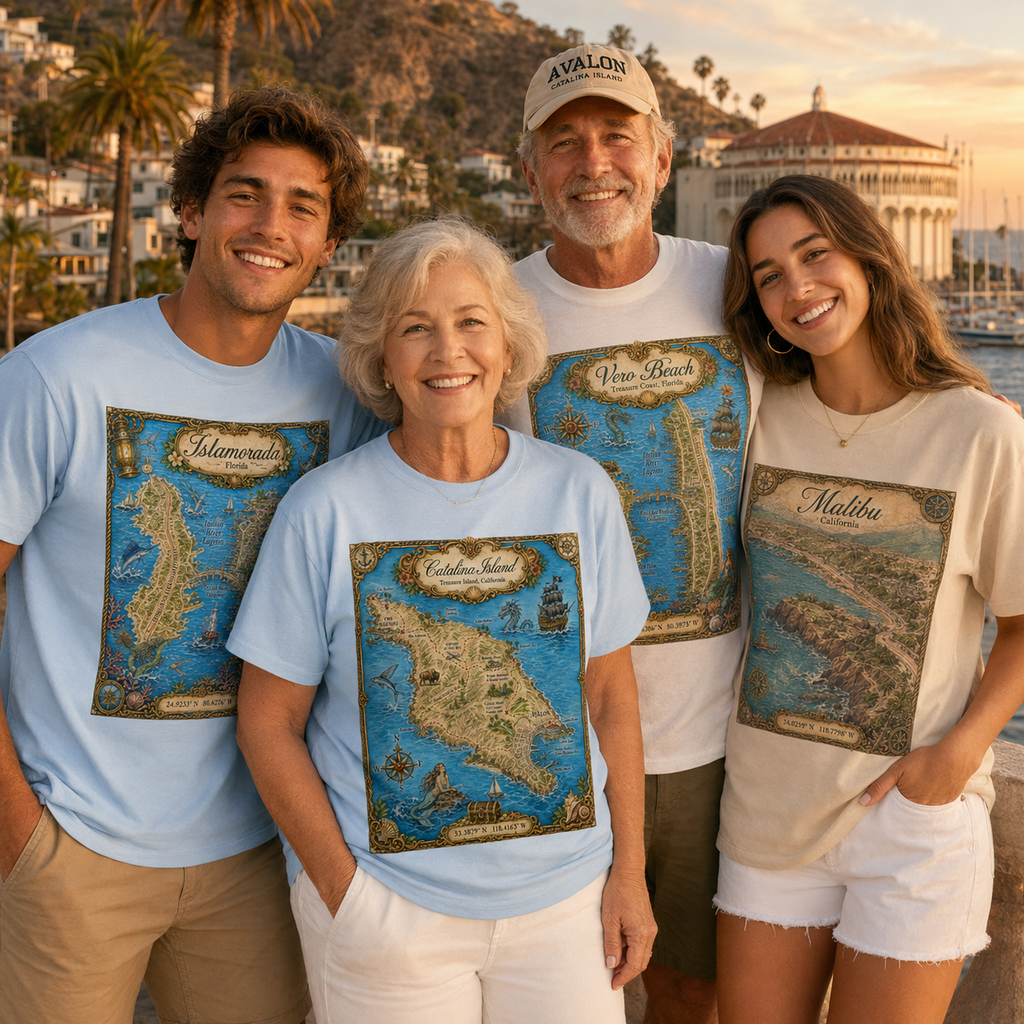 Treasure Map Tee - Catalina Island Vintage Nautical Map Shirt