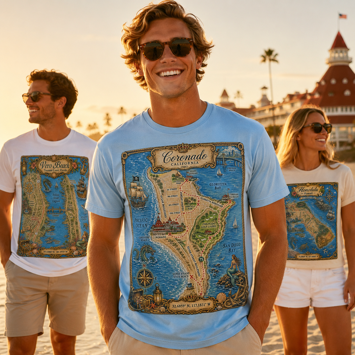 Treasure Map Tee - Coronado Vintage Nautical Map Shirt