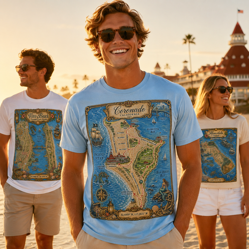 Treasure Map Tee - Coronado Vintage Nautical Map Shirt