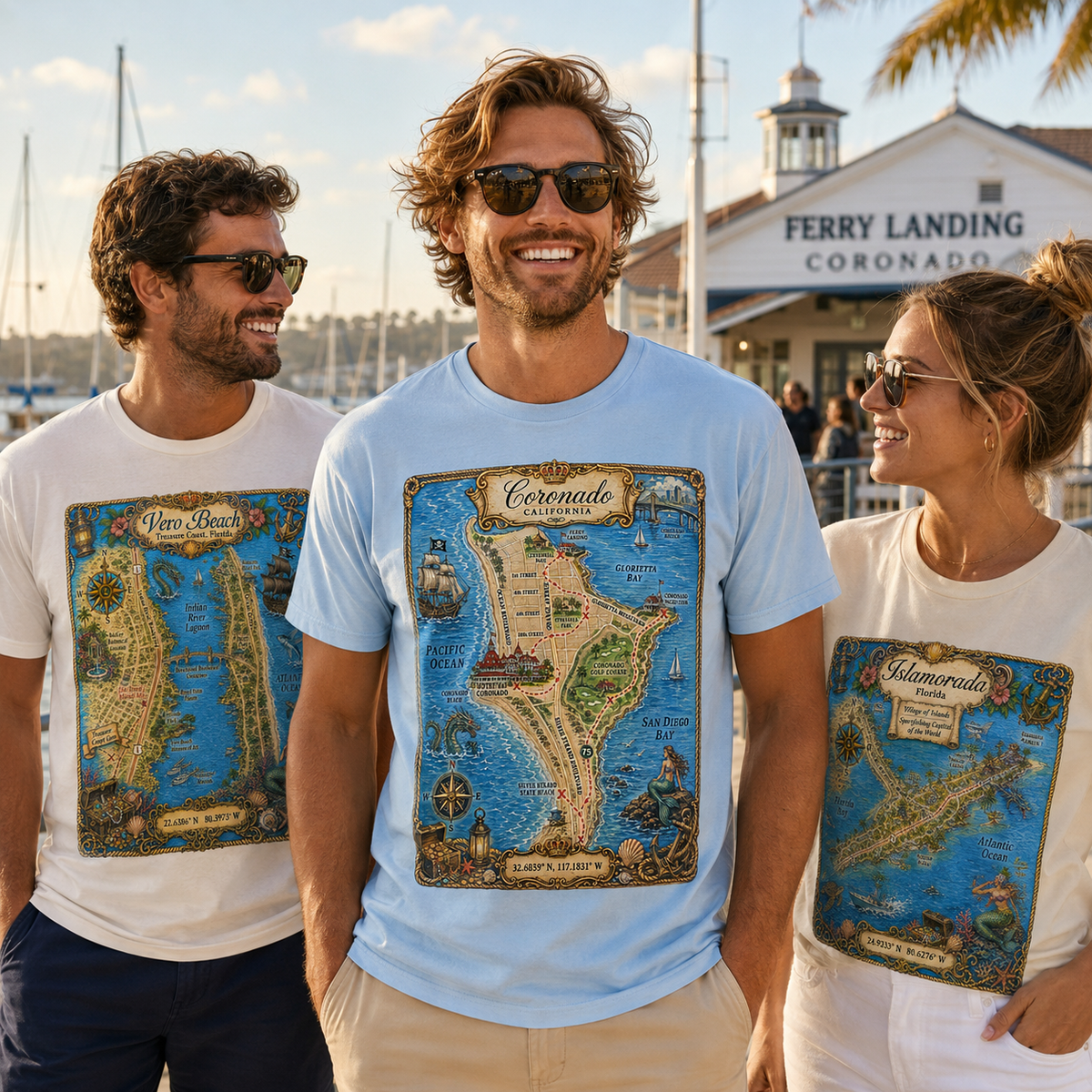 Treasure Map Tee - Coronado Vintage Nautical Map Shirt