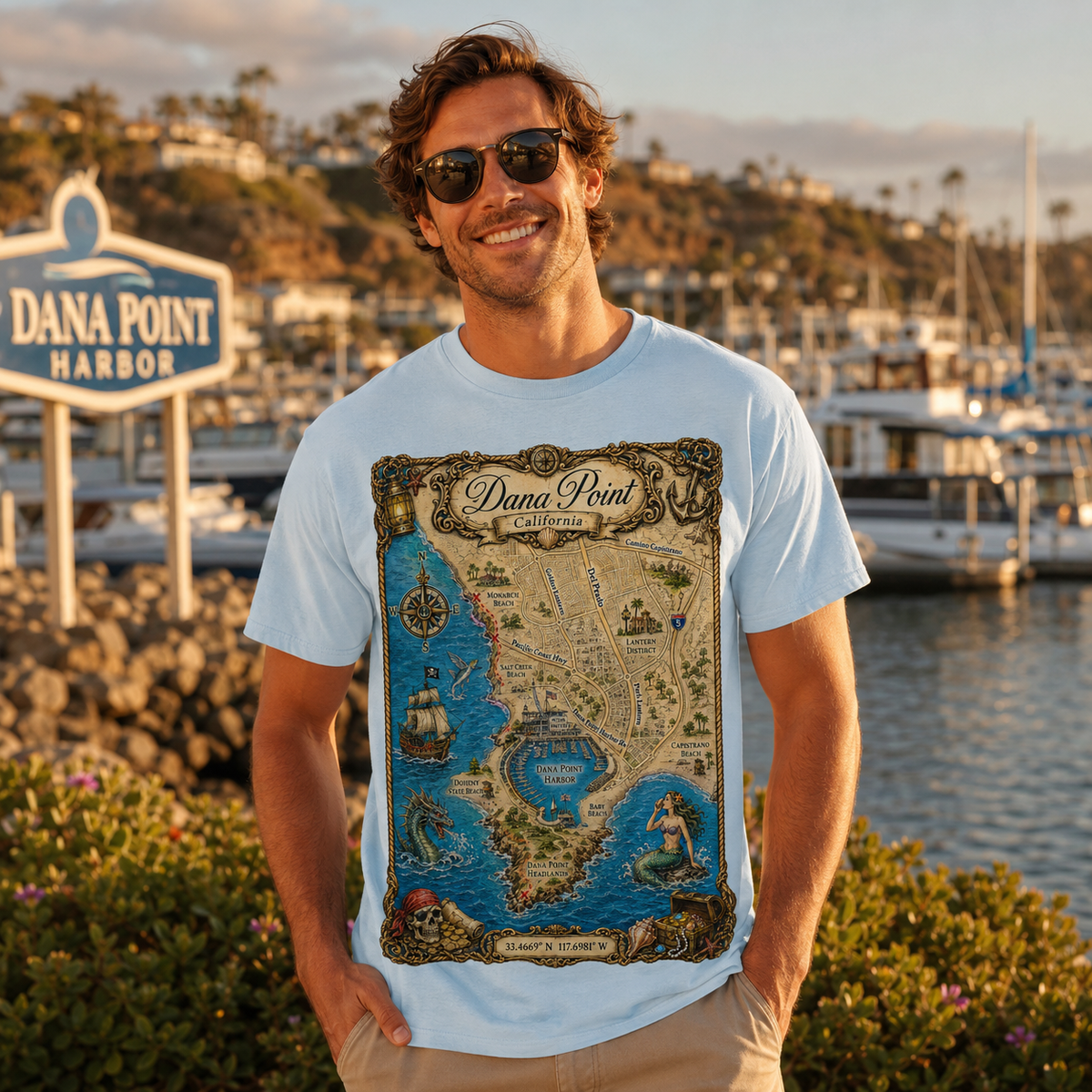 Treasure Map Tee - Dana Point Vintage Nautical Map Shirt