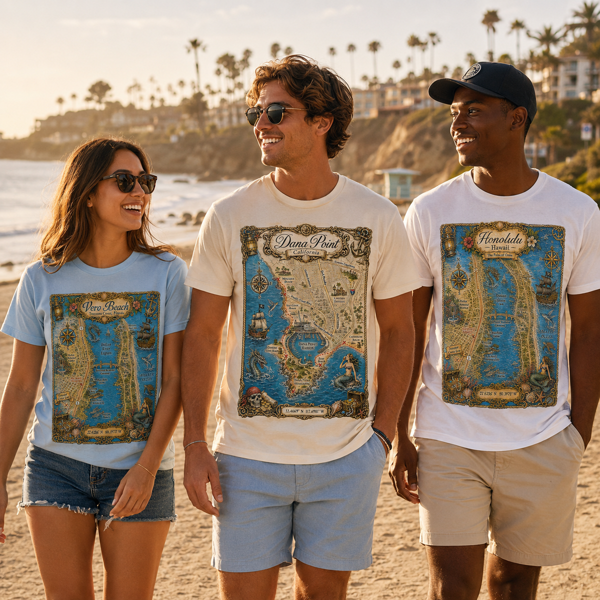 Treasure Map Tee - Dana Point Vintage Nautical Map Shirt
