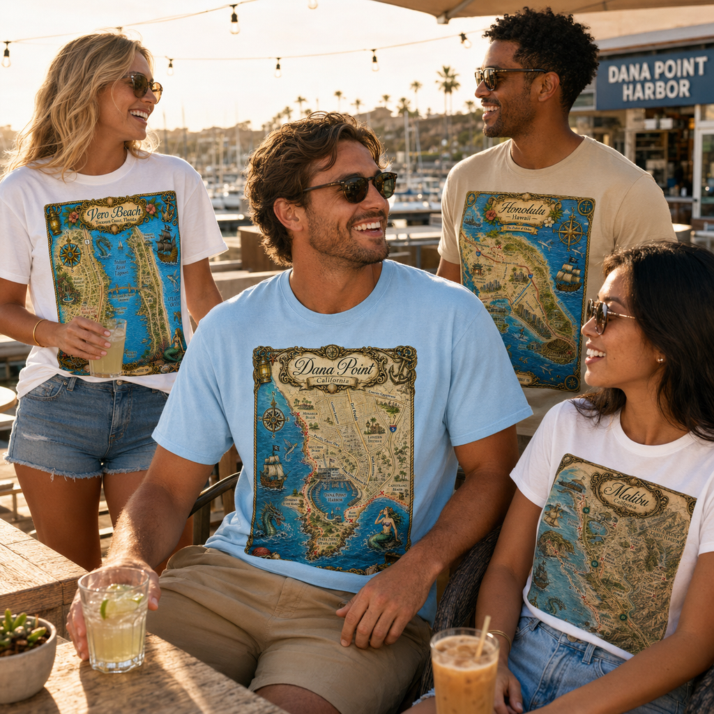 Treasure Map Tee - Dana Point Vintage Nautical Map Shirt