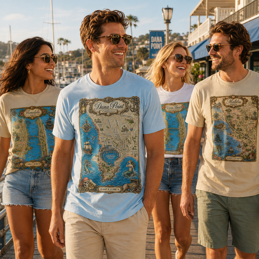 Treasure Map Tee - Dana Point Vintage Nautical Map Shirt