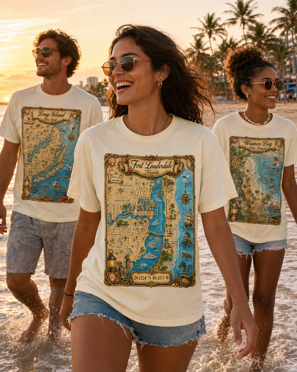 Treasure Map Tee - Ft. Lauderdale Vintage Nautical Map Shirt