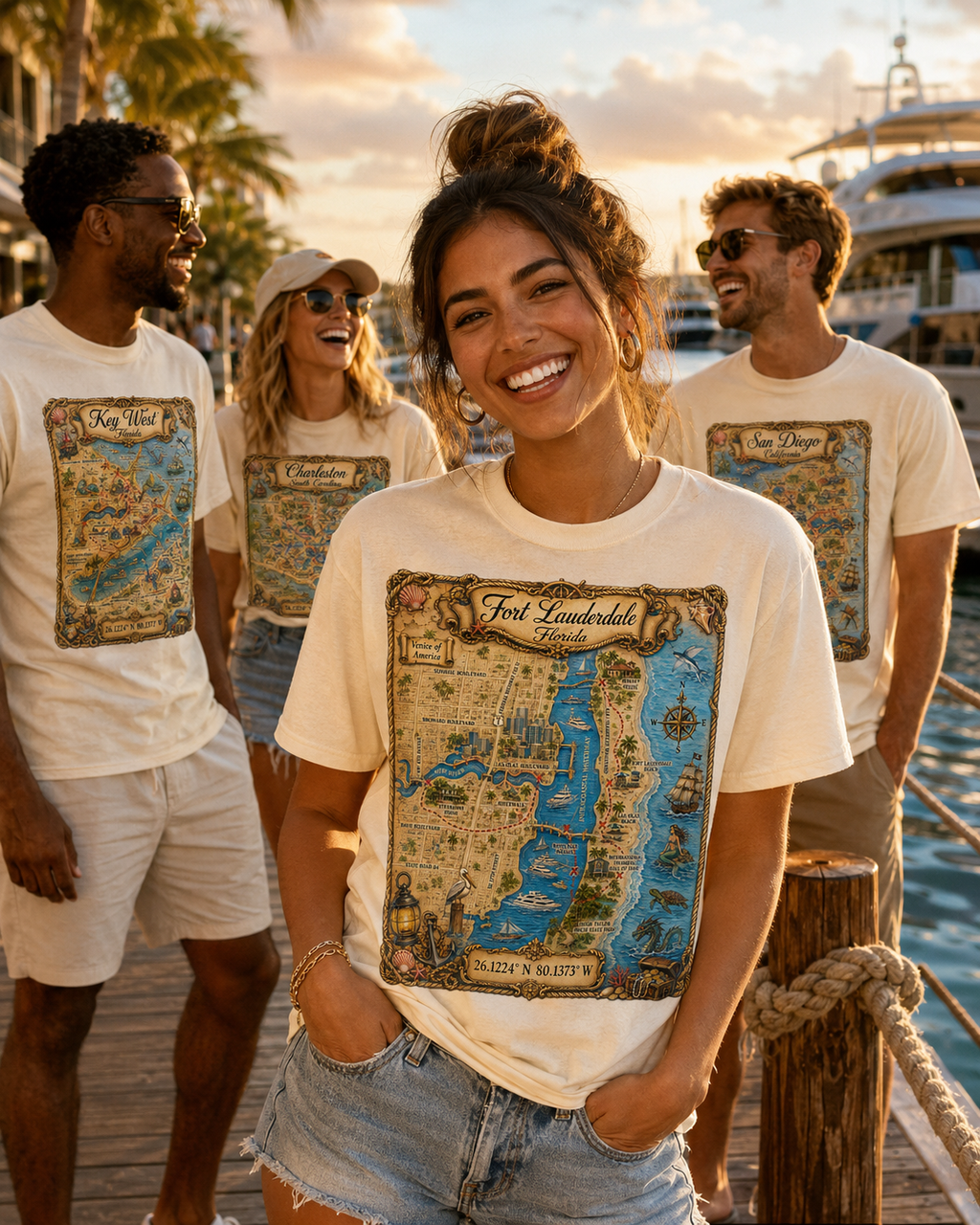 Treasure Map Tee - Ft. Lauderdale Vintage Nautical Map Shirt