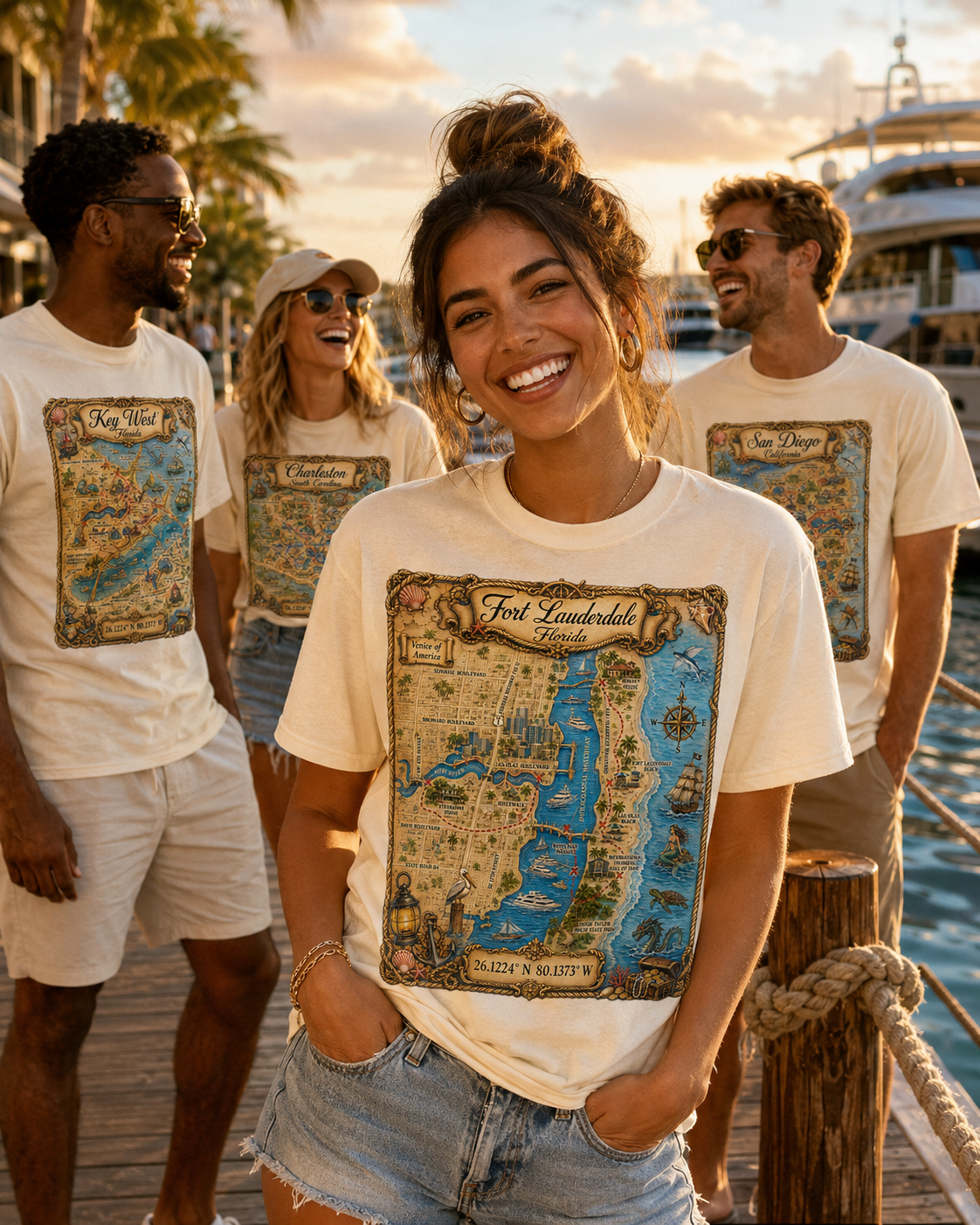 Treasure Map Tee - Ft. Lauderdale Vintage Nautical Map Shirt