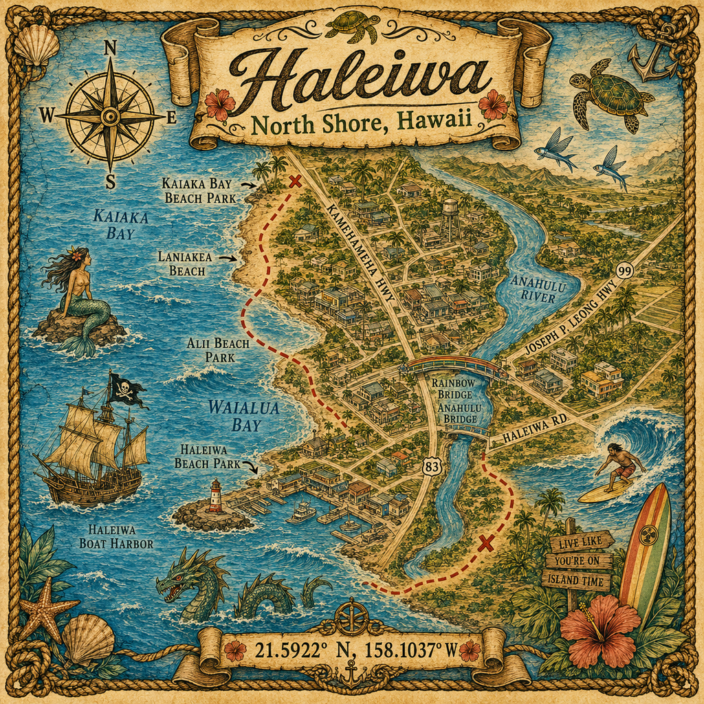Treasure Map Tee - Haleiwa Vintage Nautical Map Shirt