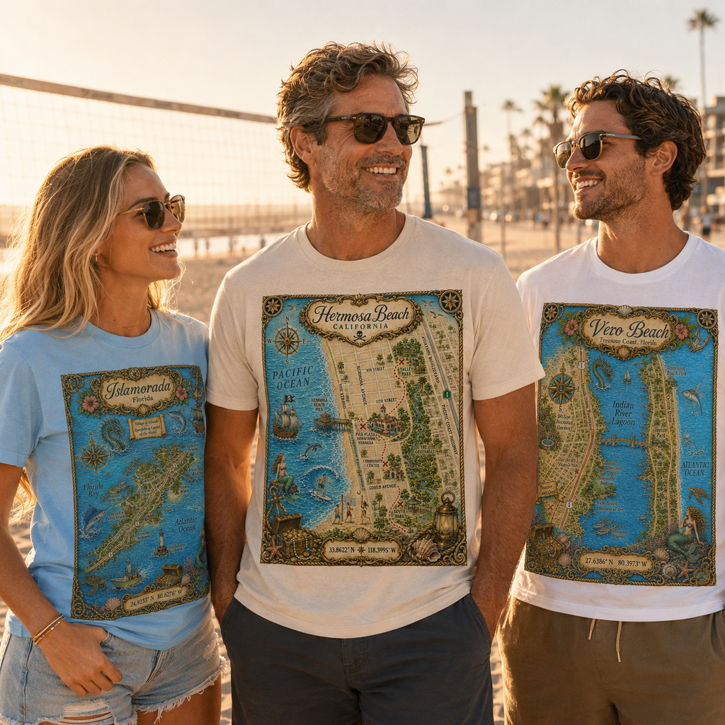 Treasure Map Tee - Hermosa Beach Vintage Nautical Map Shirt