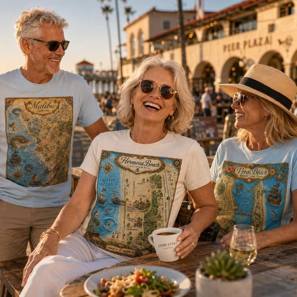 Treasure Map Tee - Hermosa Beach Vintage Nautical Map Shirt