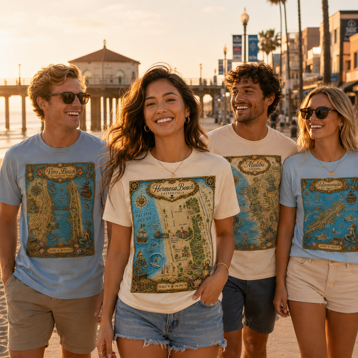 Treasure Map Tee - Hermosa Beach Vintage Nautical Map Shirt