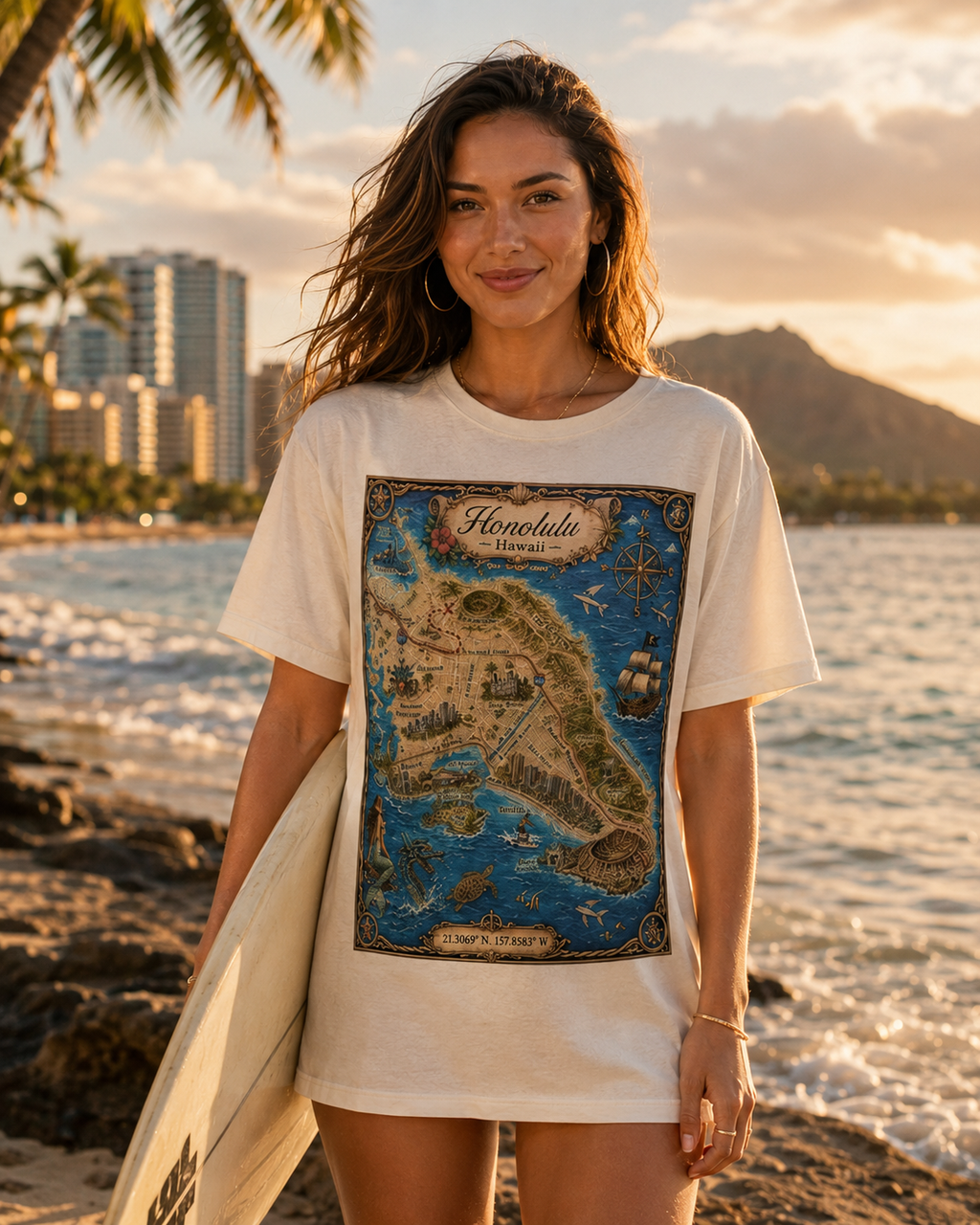 Treasure Map Tee - Honolulu Vintage Nautical Map Shirt
