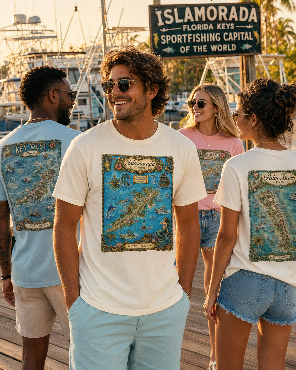 Treasure Map Tee - Islamorada Vintage Nautical Map Shirt