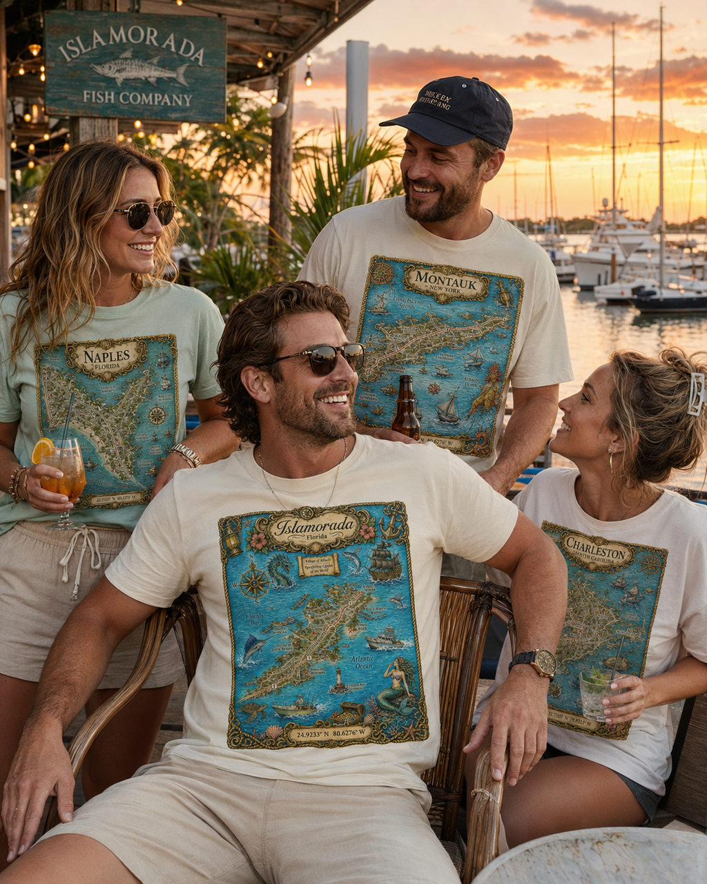 Treasure Map Tee - Islamorada Vintage Nautical Map Shirt