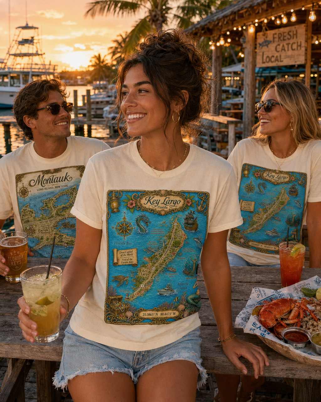 Treasure Map Tee - Key Largo Vintage Nautical Map Shirt
