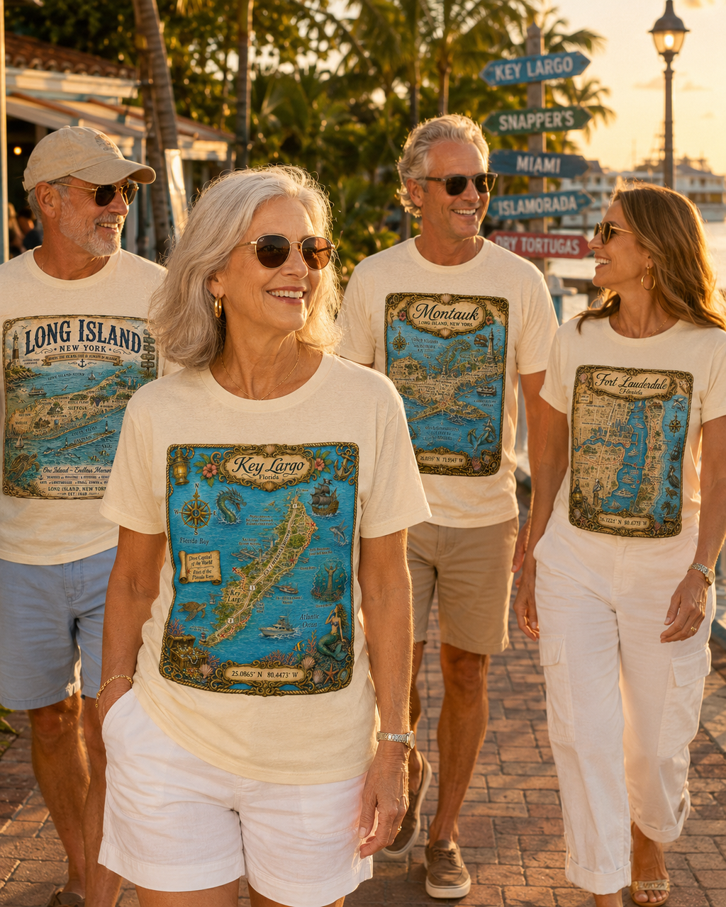 Treasure Map Tee - Key Largo Vintage Nautical Map Shirt