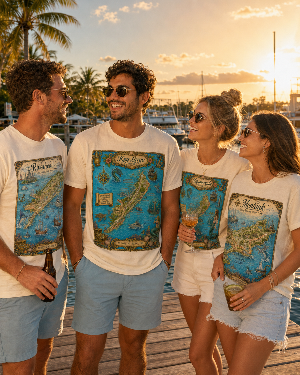 Treasure Map Tee - Key Largo Vintage Nautical Map Shirt