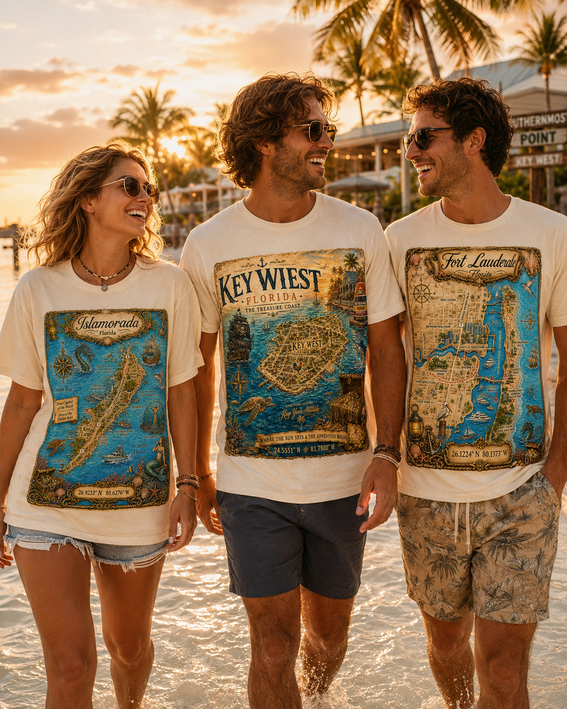 Treasure Map Tee - Key West Vintage Nautical Map Shirt