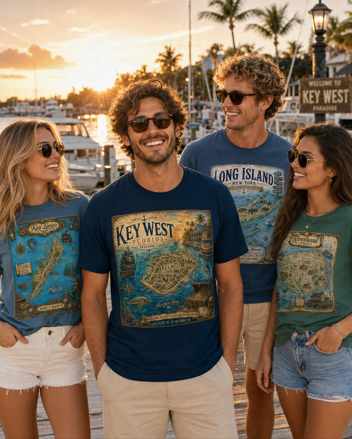 Treasure Map Tee - Key West Vintage Nautical Map Shirt