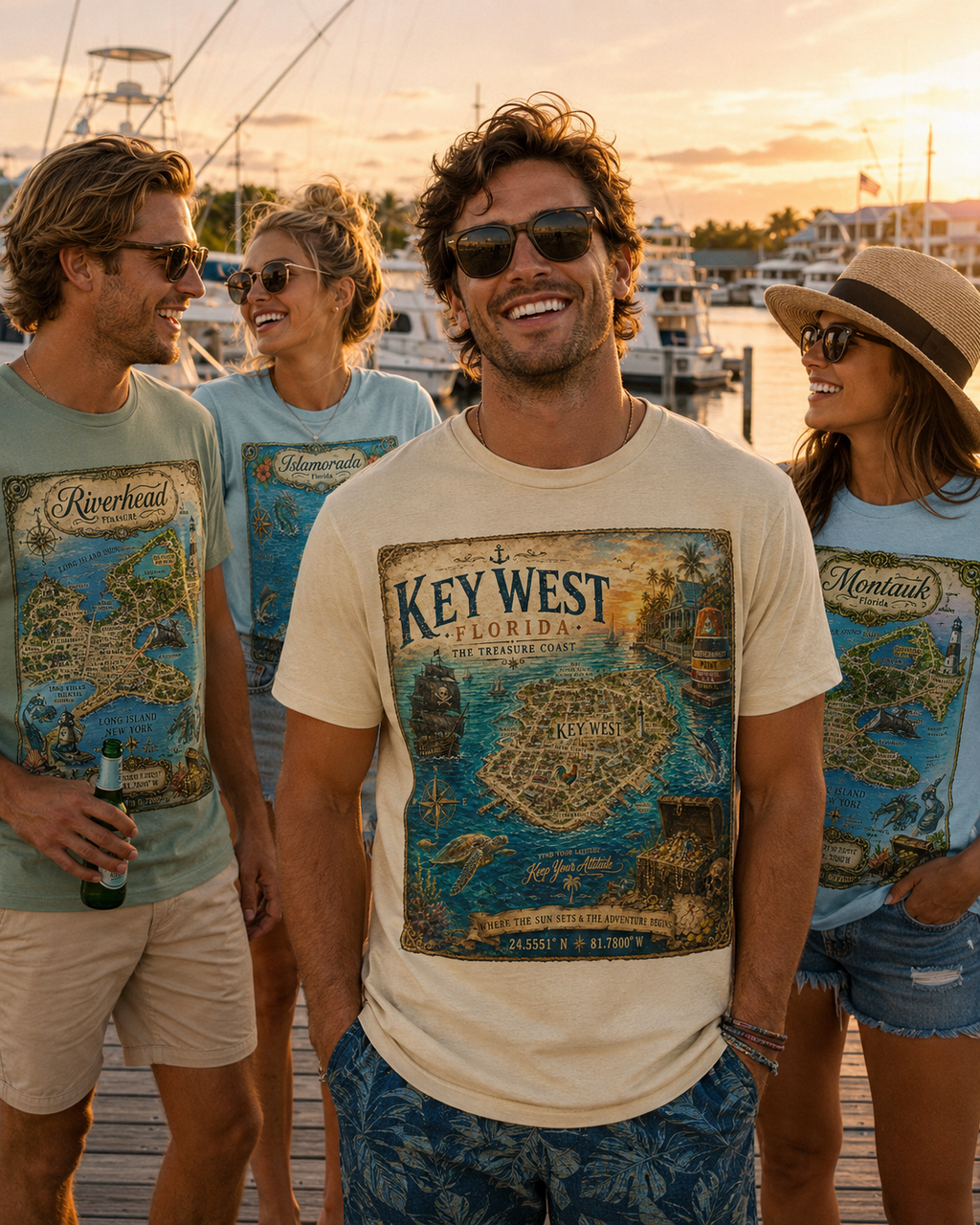 Treasure Map Tee - Key West Vintage Nautical Map Shirt