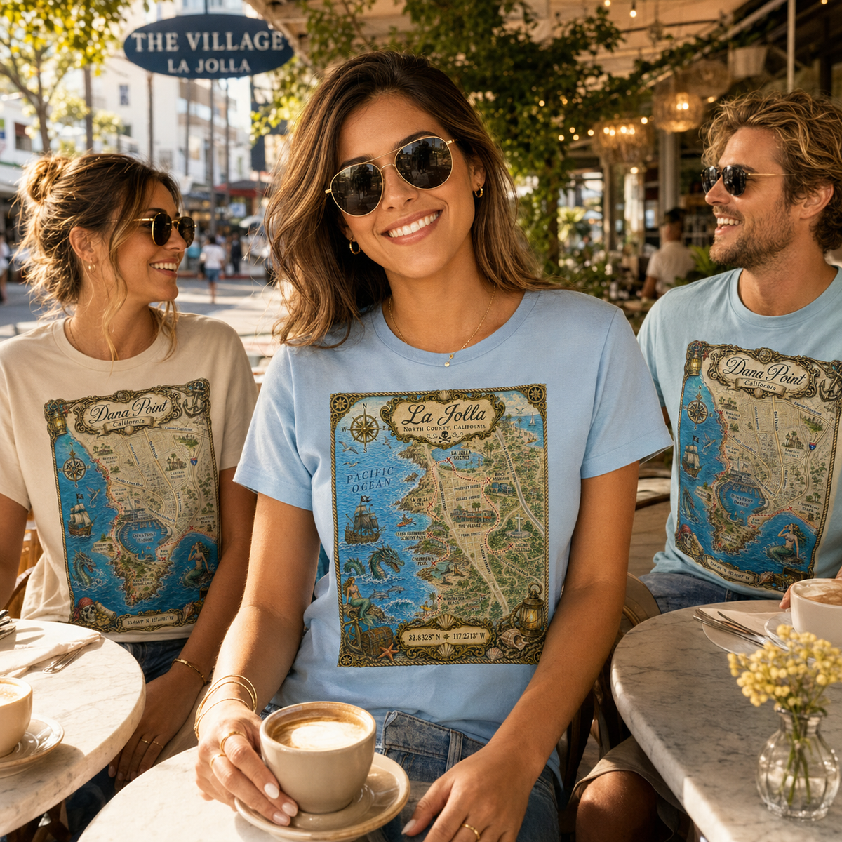 Treasure Map Tee - La Jolla Vintage Nautical Map Shirt