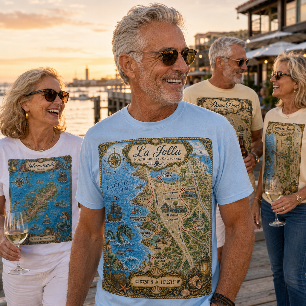 Treasure Map Tee - La Jolla Vintage Nautical Map Shirt