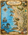 Treasure Map Tee - Laguna Beach Vintage Nautical Map Shirt