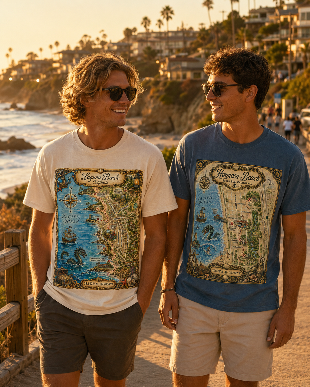 Treasure Map Tee - Laguna Beach Vintage Nautical Map Shirt