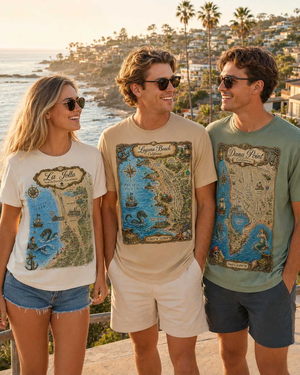 Treasure Map Tee - Laguna Beach Vintage Nautical Map Shirt