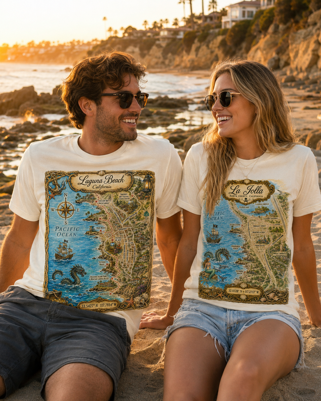 Treasure Map Tee - Laguna Beach Vintage Nautical Map Shirt