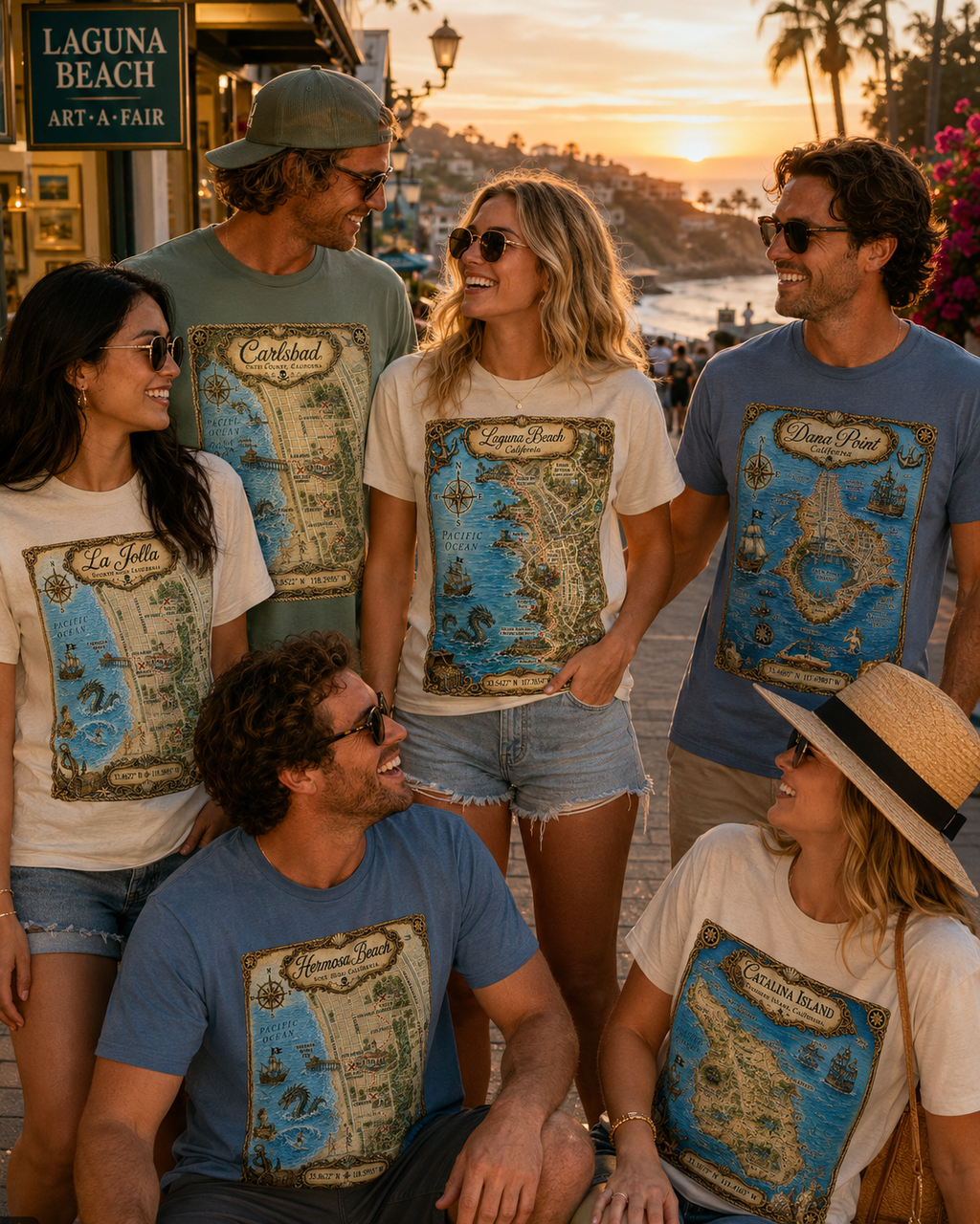 Treasure Map Tee - Laguna Beach Vintage Nautical Map Shirt