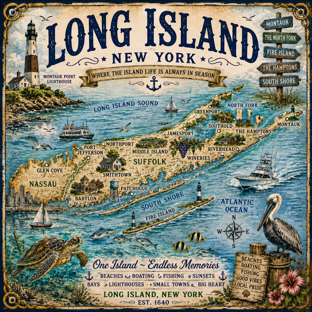 Treasure Map Tee - Long Island Vintage Nautical Map Shirt