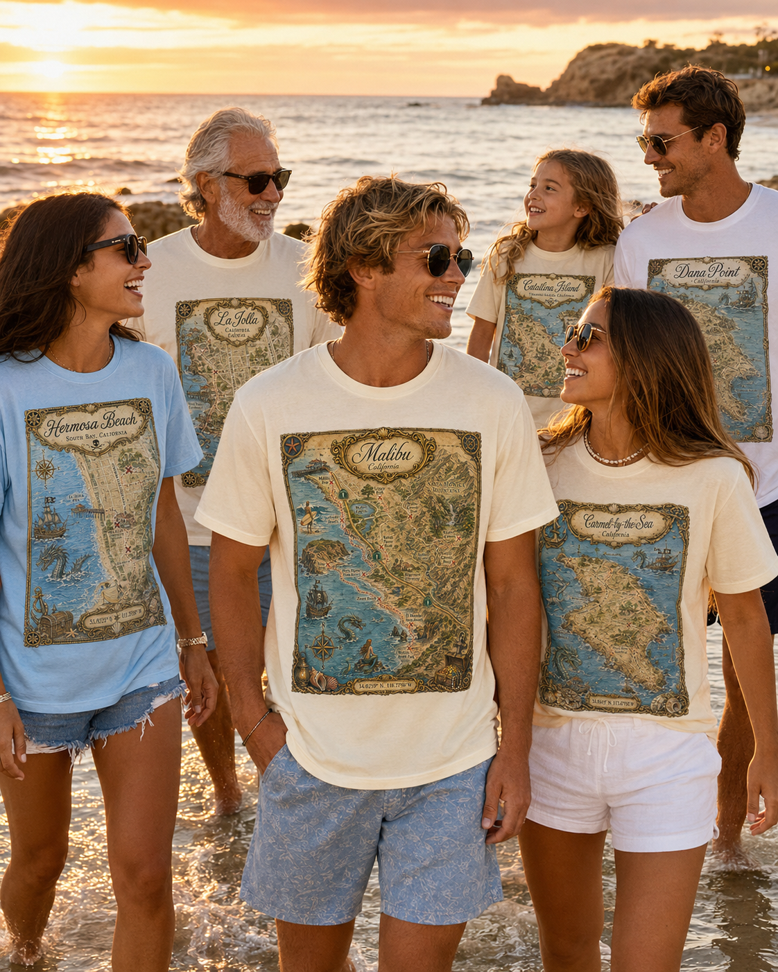Treasure Map Tee - Malibu Vintage Nautical Map Shirt