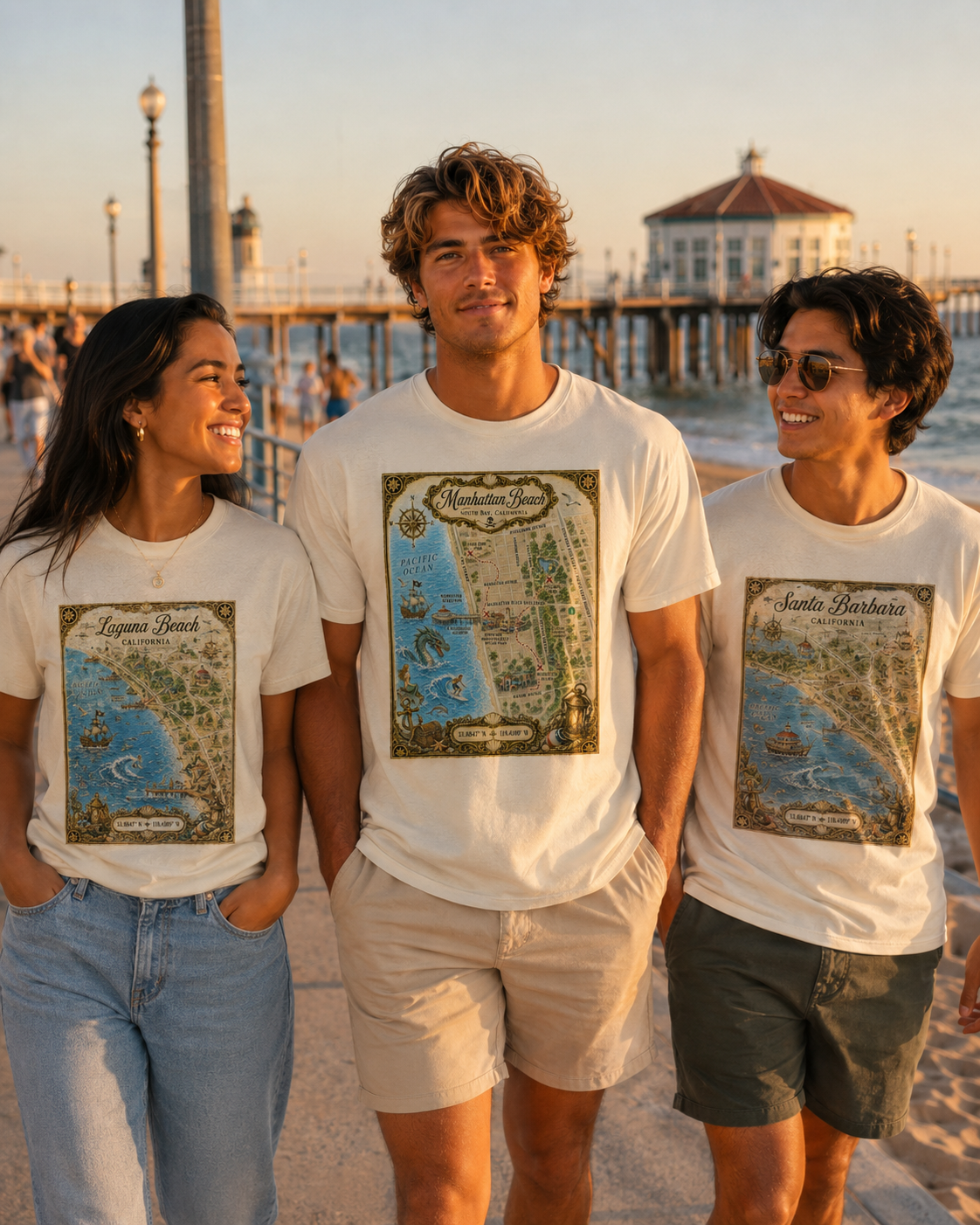 Treasure Map Tee - Manhattan Beach Vintage Nautical Map Shirt