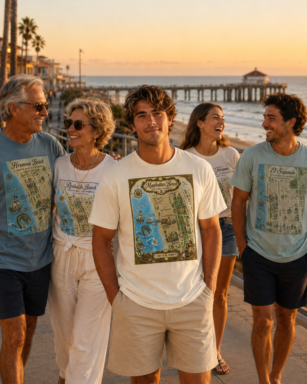 Treasure Map Tee - Manhattan Beach Vintage Nautical Map Shirt