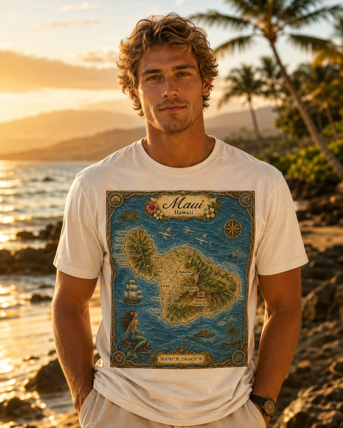 Treasure Map Tee - Maui Vintage Nautical Map Shirt