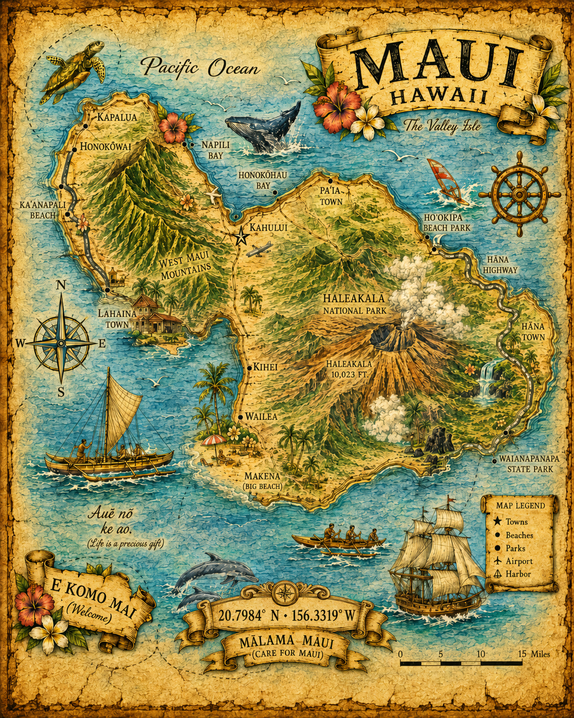 Treasure Map Tee - Maui Vintage Nautical Map Shirt