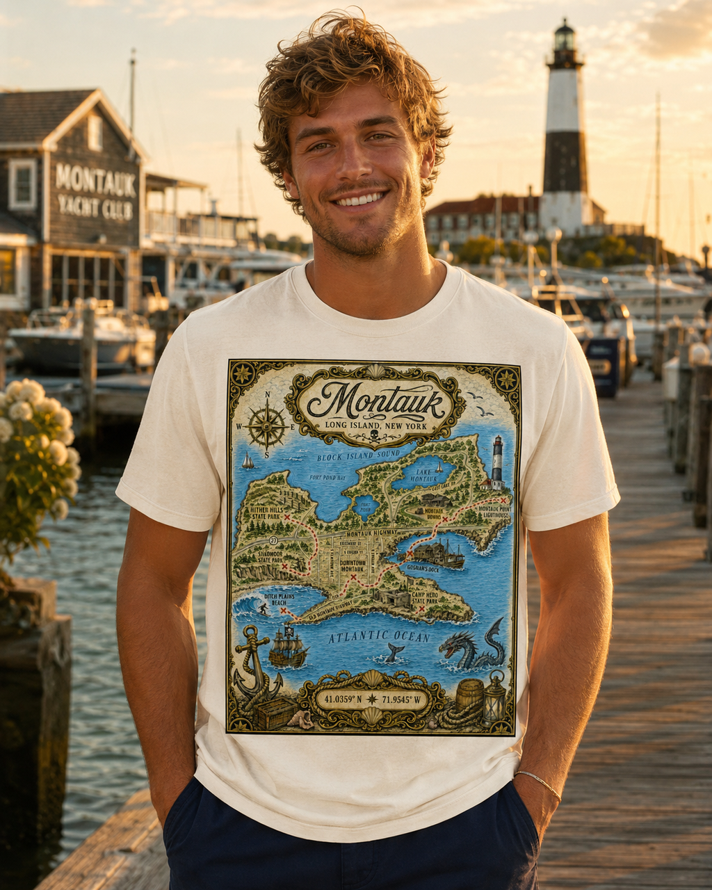 Treasure Map Tee - Montauk Vintage Nautical Map Shirt