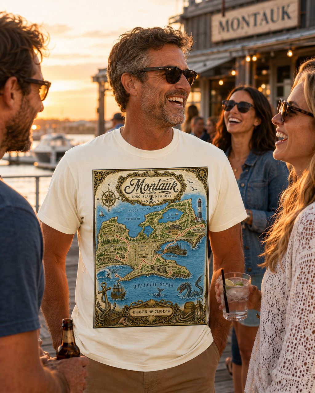 Treasure Map Tee - Montauk Vintage Nautical Map Shirt